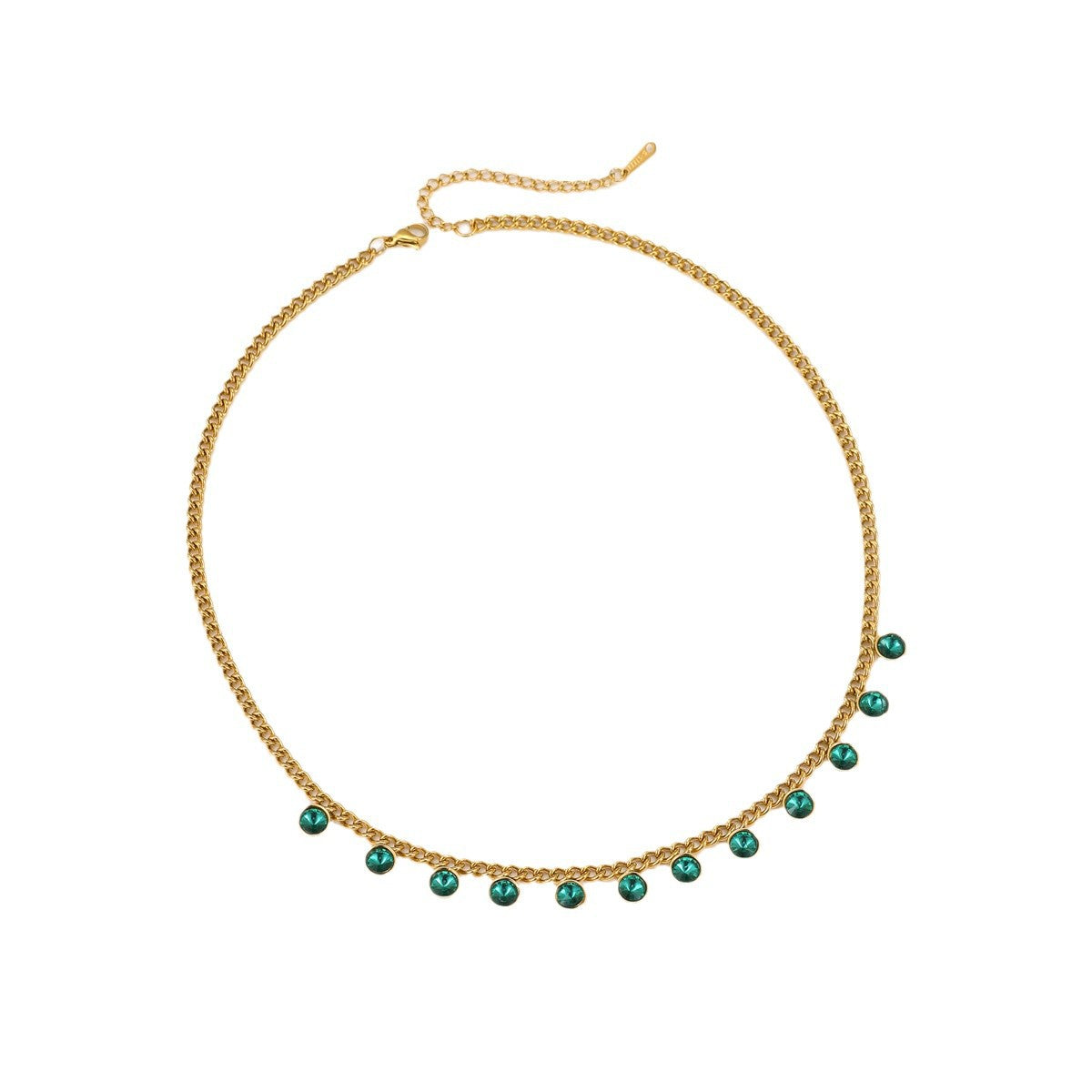 Collana da Donna Minimalista alla Moda con Ciondolo a Nappa in Acciaio Inossidabile, Intarsio di Strass e Finitura Placcata