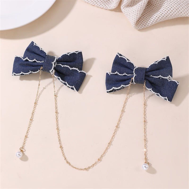 Pinza para el pelo retro coreana con lazo para niñas, horquilla de resina plástica, accesorio para el pelo de estilo natural