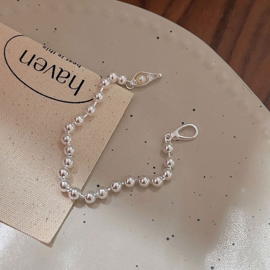 Pulsera Minimalista Geométrica de Perlas y Bolitas en Plata de Ley 925 con Baño