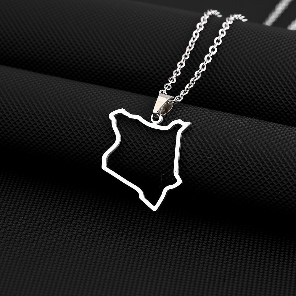 Collar con colgante geométrico étnico de acero inoxidable con dije de acero de titanio y acabado chapado, unisex