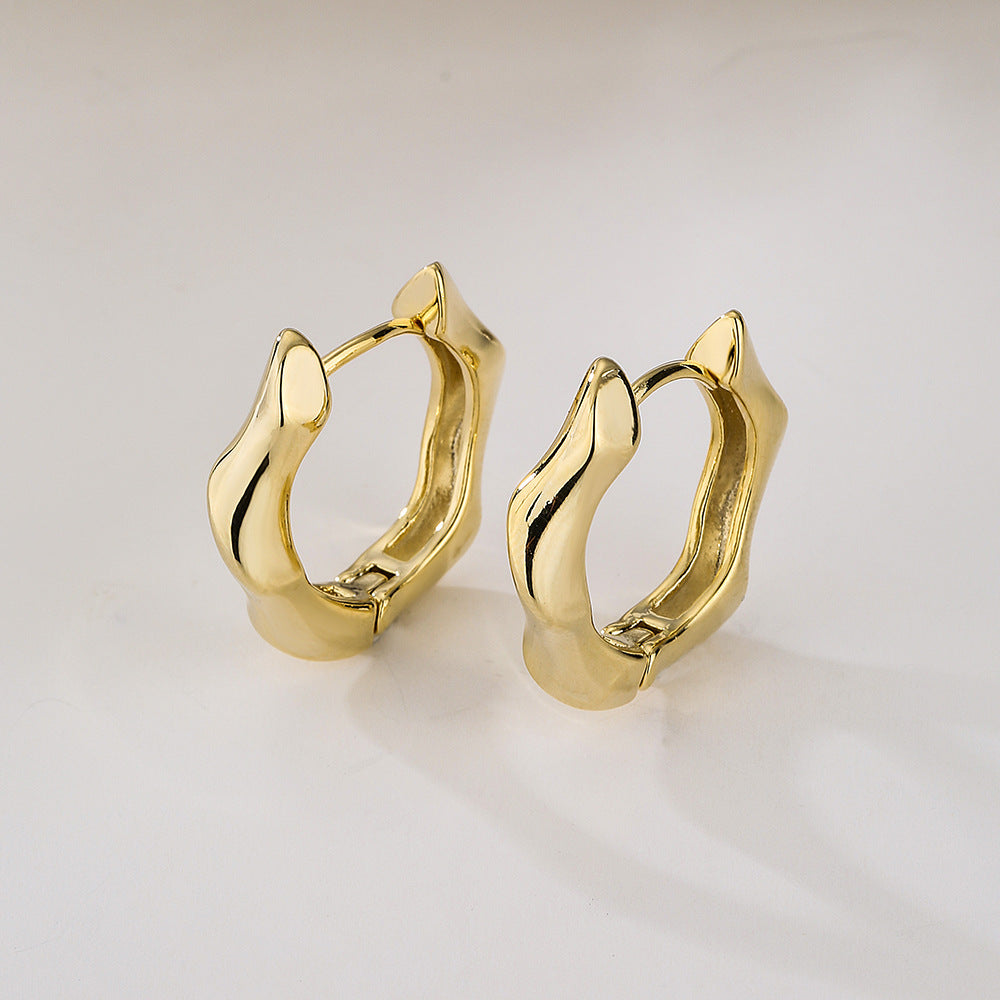 Minimalist Geometric Copper Hoop Earrings with Gold Plating for Women