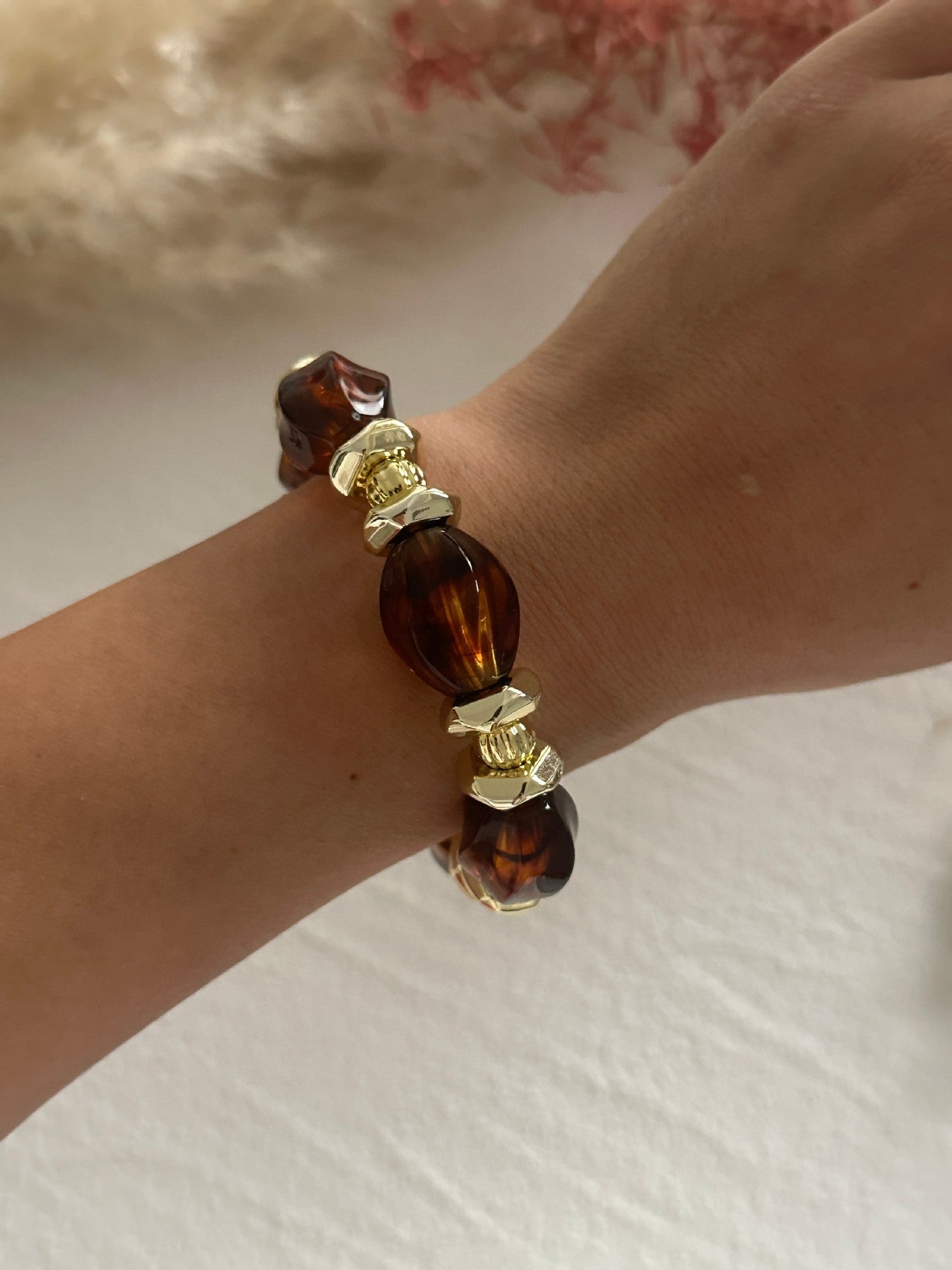 Vintage Elegant Geometric Gradient Acrylic Plated Necklace and Bracelet Set for Women