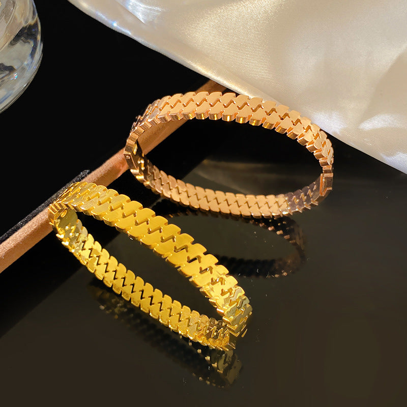 Vintage Polka Dot Plated Titanium Steel Double Layer Bracelet