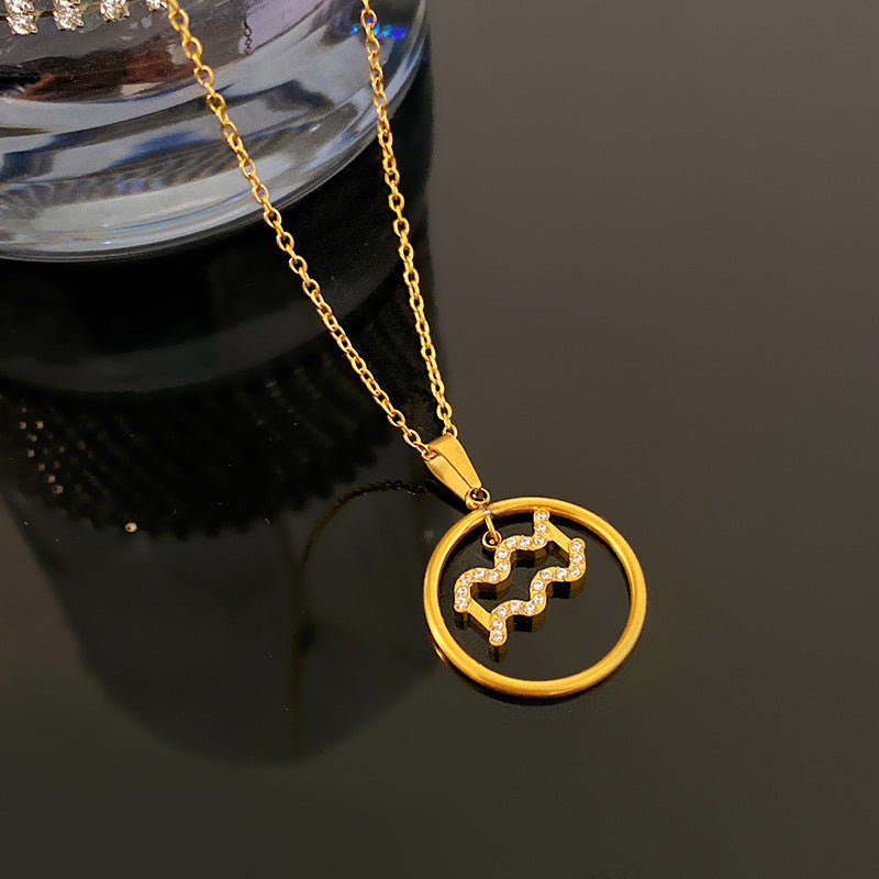 Sporty Sweet Gold Plated Titanium Steel Necklace with Brass Pendant for Unisex
