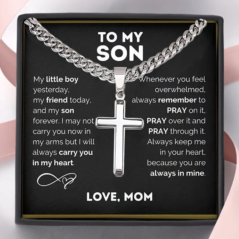 Hip Hop Style U-Shaped Cuban Link Necklace for Men Stainless Steel Plated Zinc Alloy Pendant