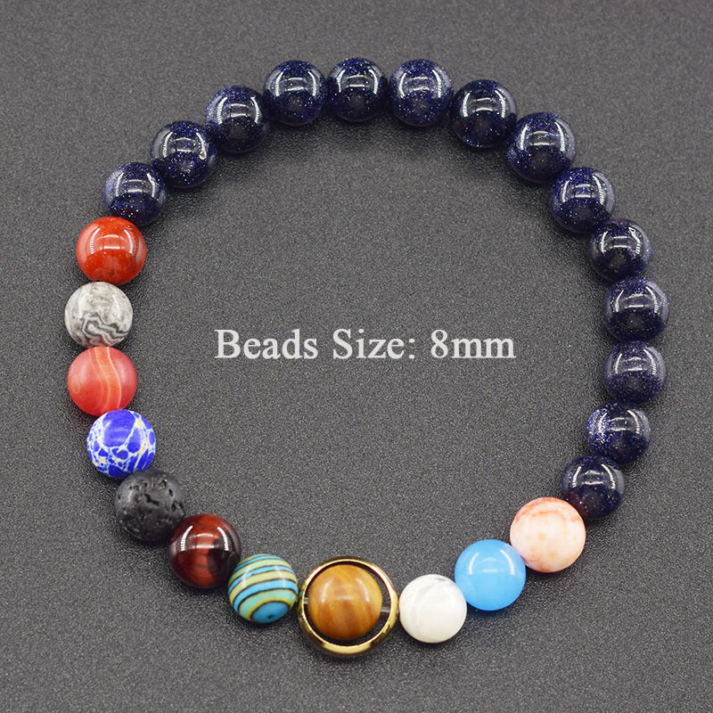 Classic Sweet Natural Gemstone Round Geometric Stretch Bracelet Unisex Jewelry Gift
