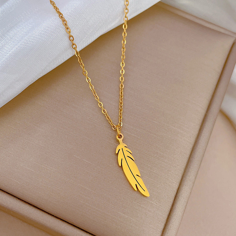 Minimalist Titanium Steel Geometric Pendant Necklace for Women and Men with Gold Plated Finish Locket Chain