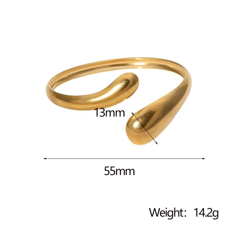 Minimalist Stainless Steel Open Bangle Bracelet with 18K Gold Plating Titanium Steel Finish for Women