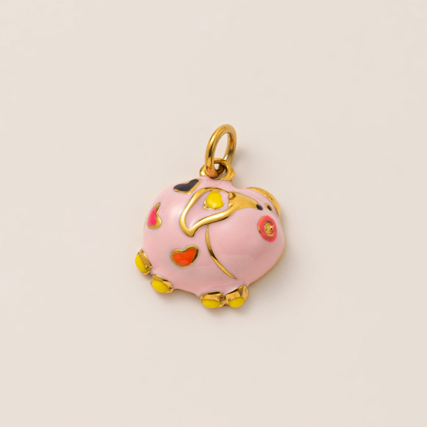 Sweet Drip Oil PVD Gold Plated Brass Stainless Steel Animal Charm Bar with Rhinestone for Women
