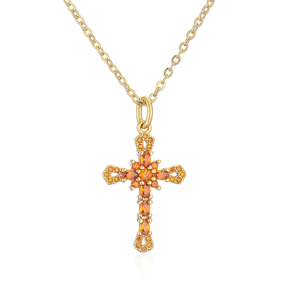 Geometric Pendant Necklace for Women Made of Brass with 18K Gold Plating and Micro-Paved Zirconia, Minimalist Luxury Fashion Accessory