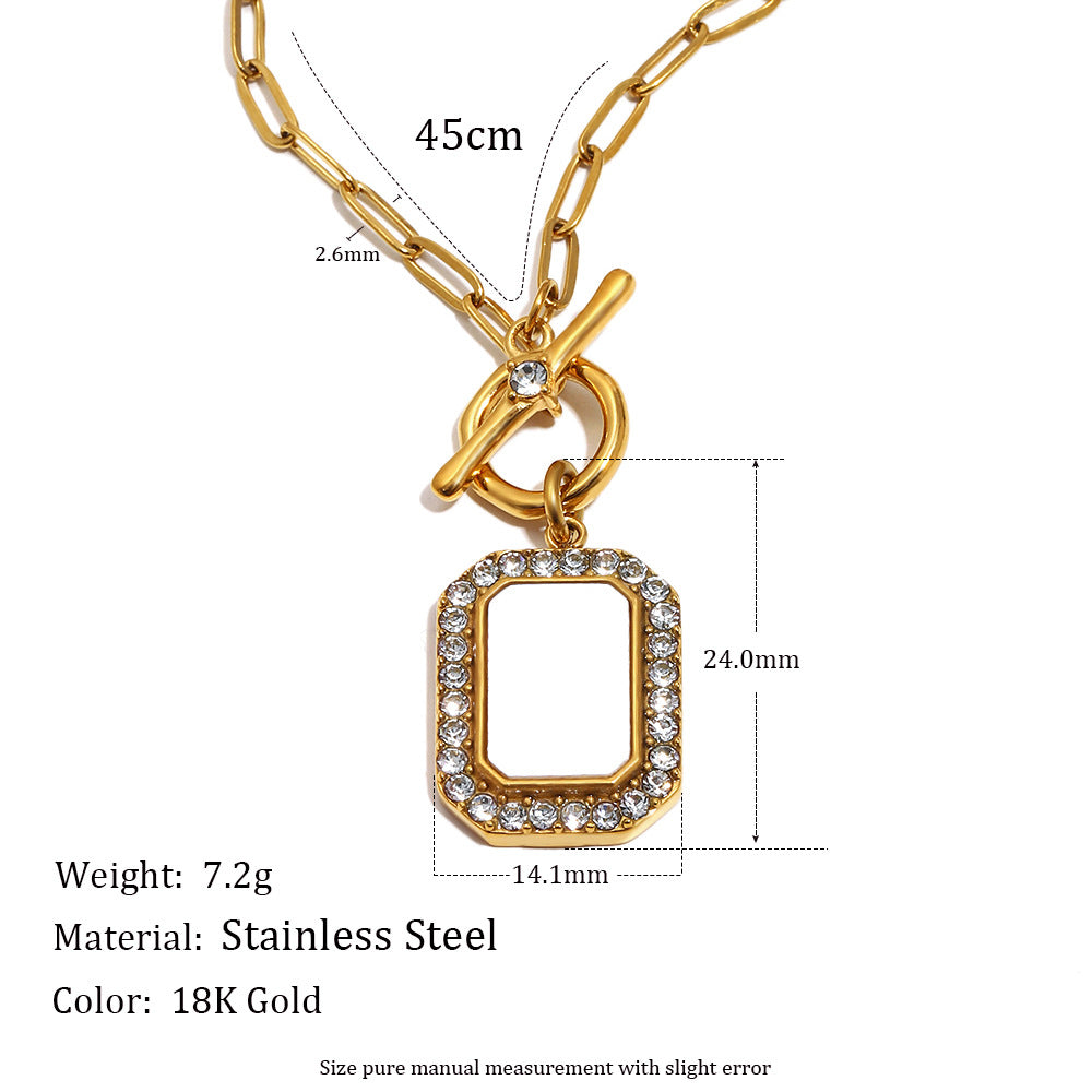 Elegant Luxury Heart Geometric Stainless Steel Gold Plated Necklace for Women
