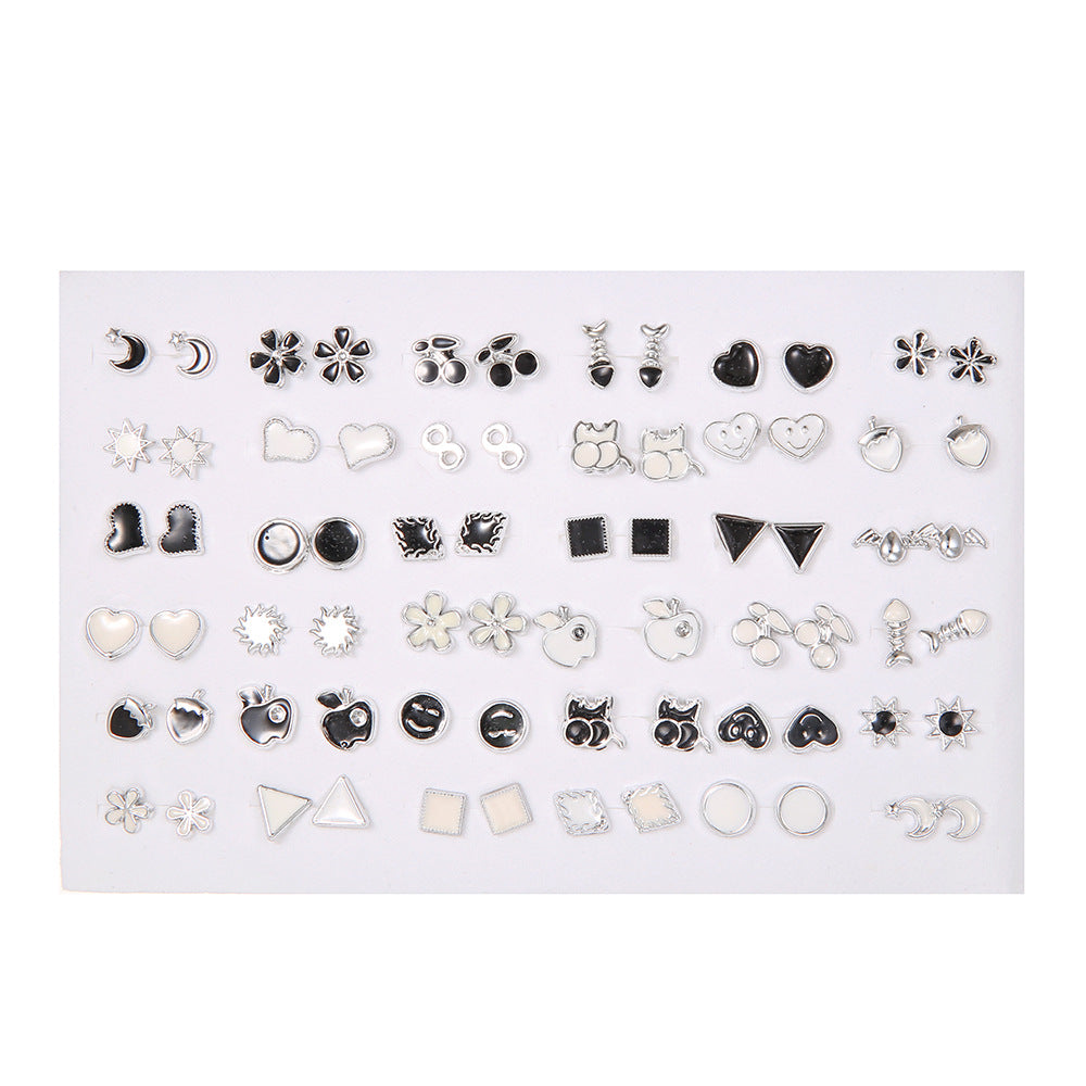 Geometric Resin Stud Earrings Set with Rhinestone Inlay Featuring Floral Animal and Letter Designs for Women