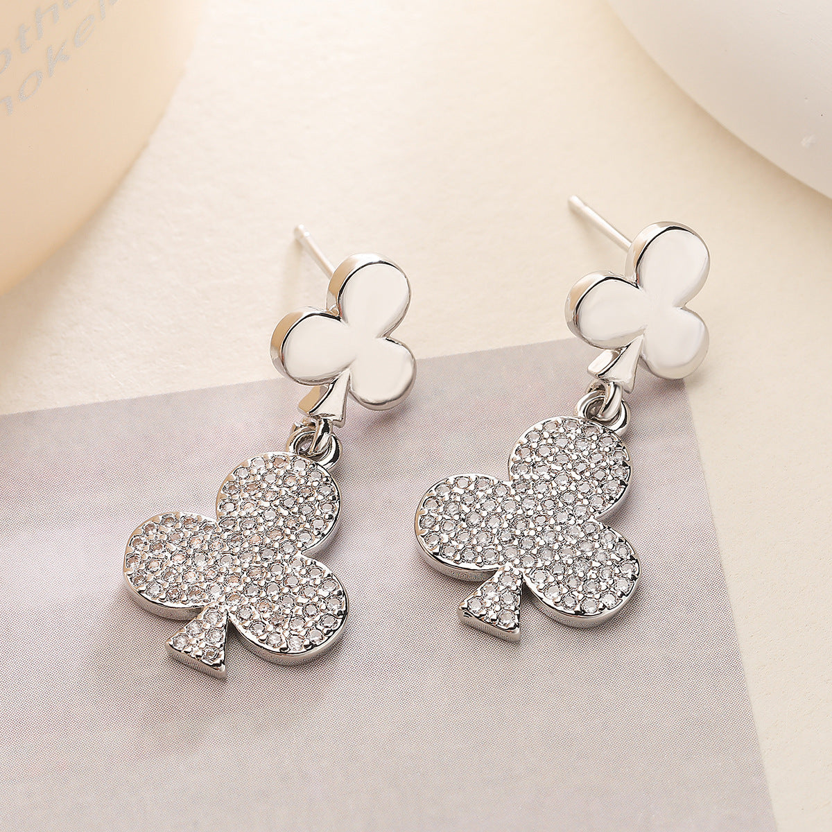 Minimalist Irregular Geometric Earrings for Women with Micro-Pave Zirconia in Copper, Heart-Shaped Accent