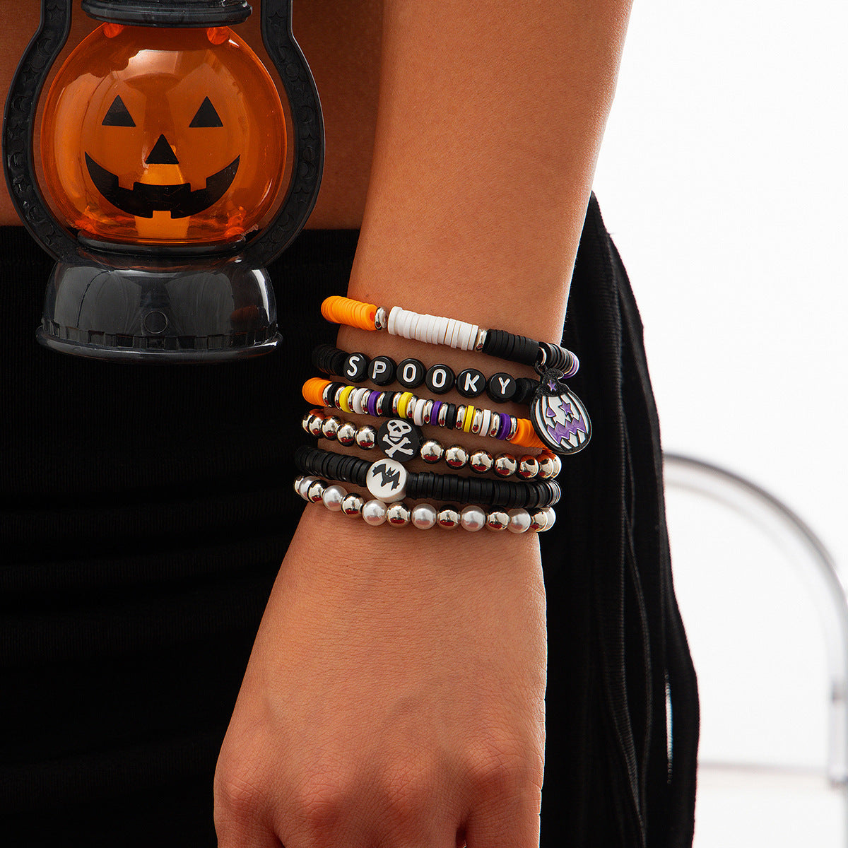 Minimalist Bat Letter Crystal Alloy Drip Oil Bracelet Set for Women