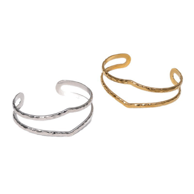 Minimalist Geometric Stainless Steel Bracelet with Plated Finish for Women, Hypoallergenic and Fade-Resistant