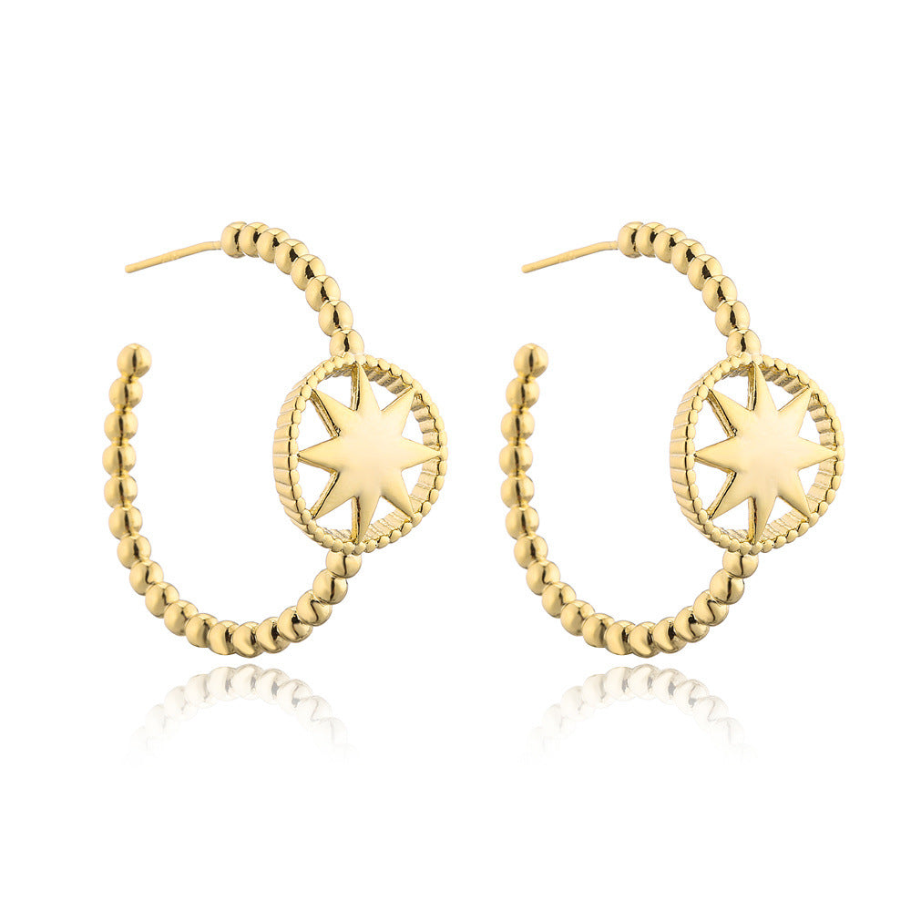 Orecchini in rame a forma geometrica con placcatura in oro 14K e perni in argento sterling 925 da donna