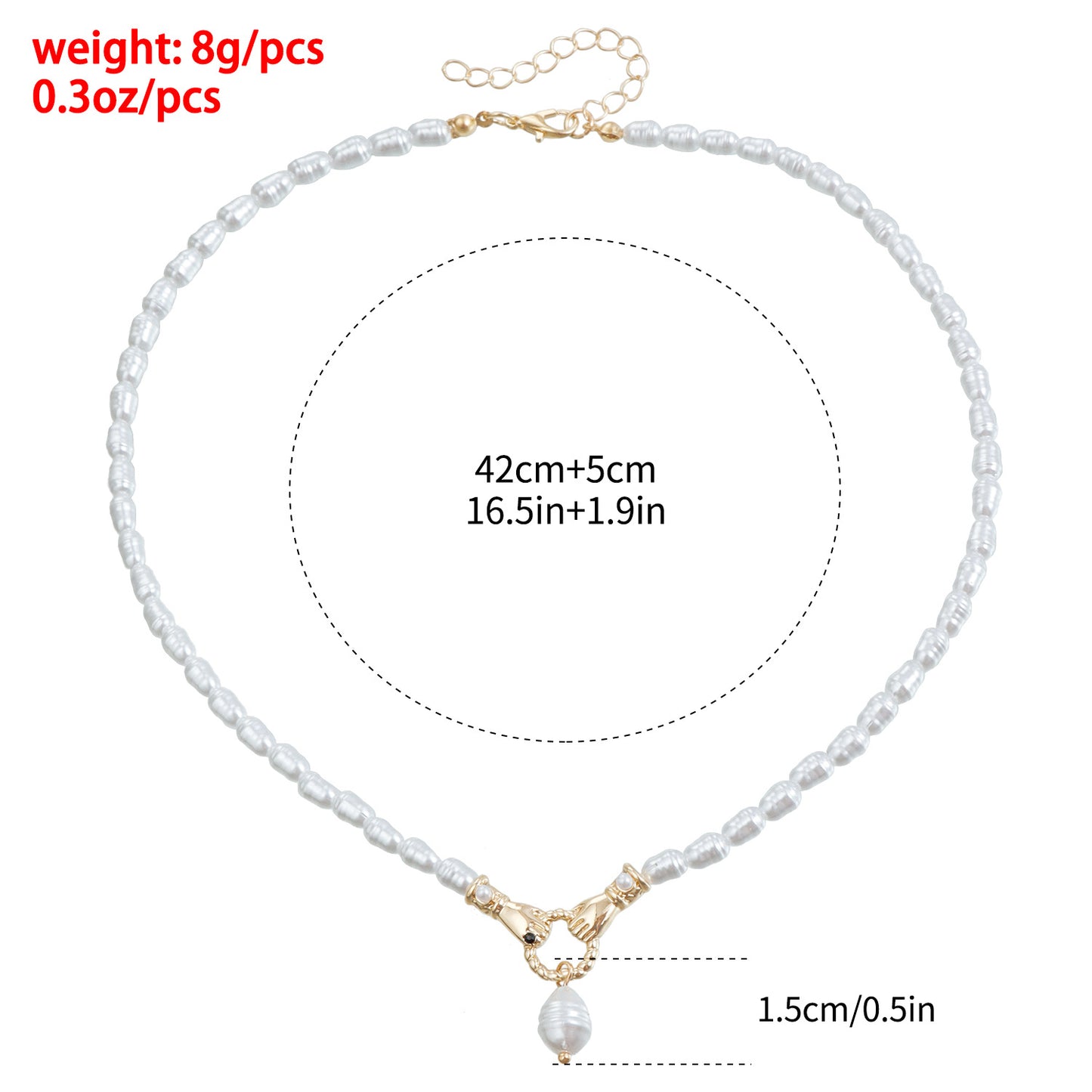 Collar barroco asimétrico geométrico de perlas de agua dulce para mujer con colgante de aleación y acabado galvanizado