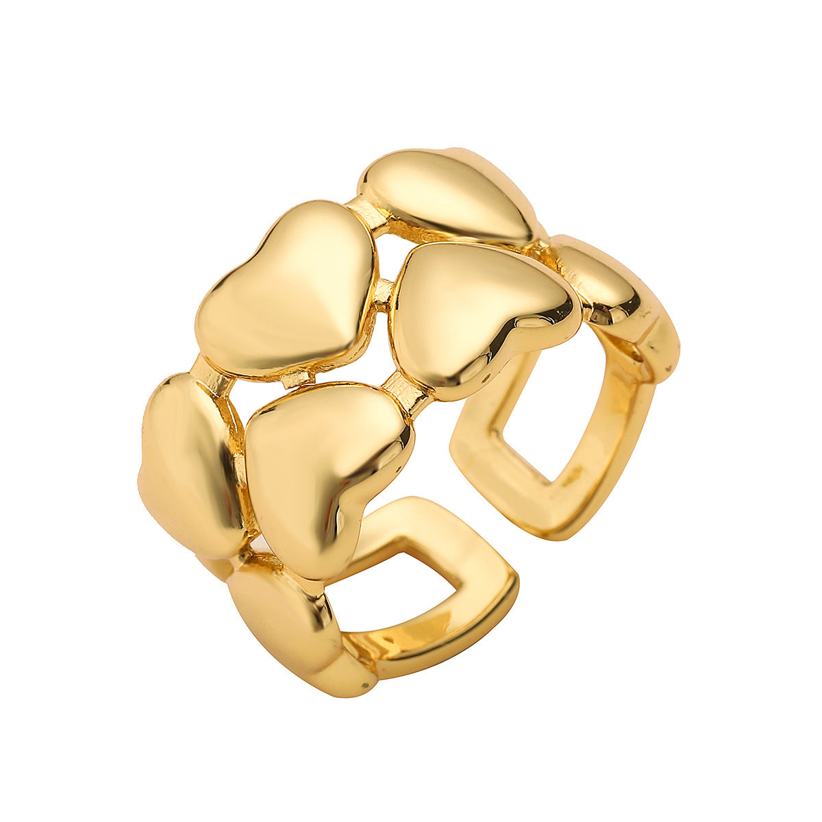 Minimalist Geometric Irregular Shaped Copper Ring with Gold Plating for Women