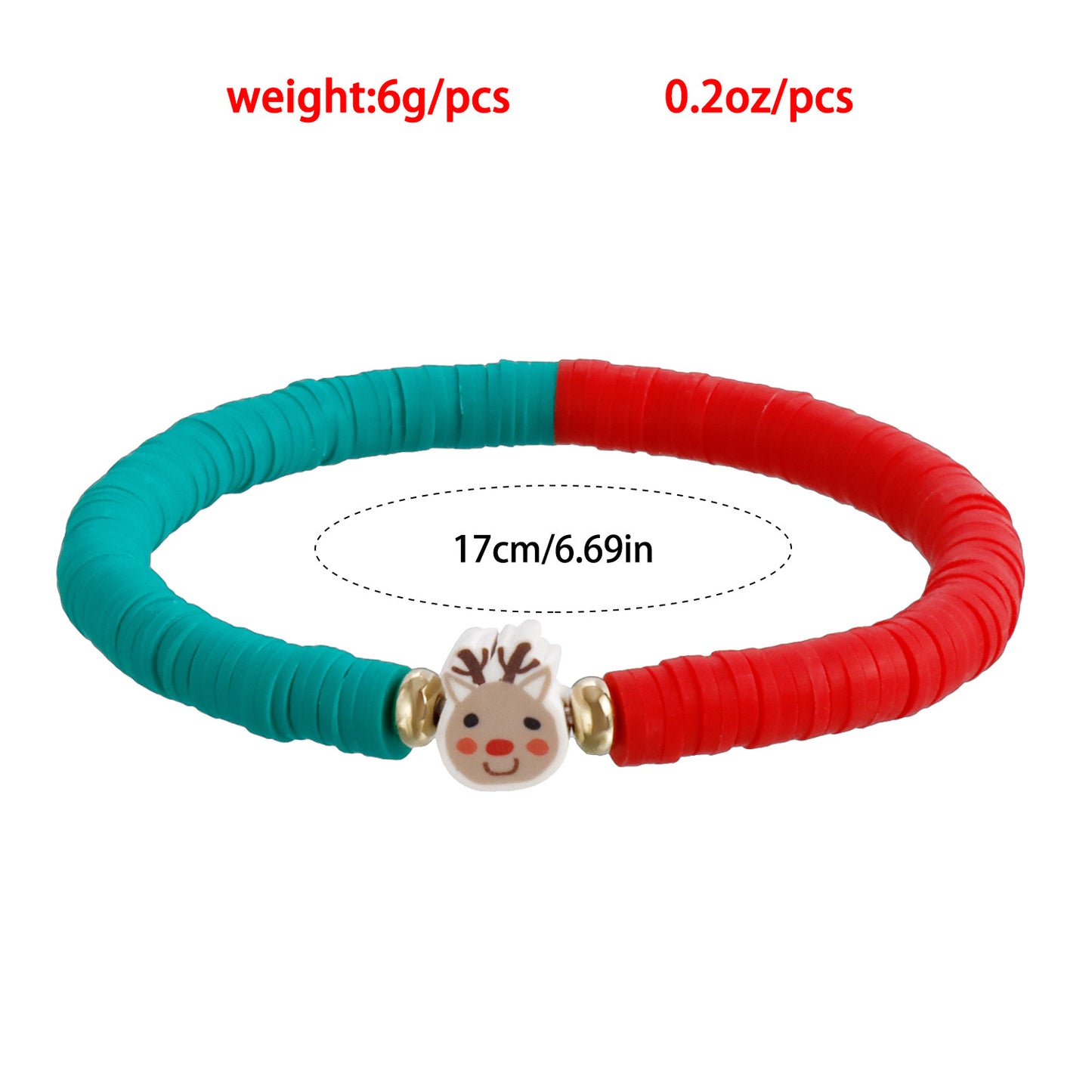Geometric Style Handmade Polymer Clay Elastic Bracelet for Women with Plated Finish Christmas Gift