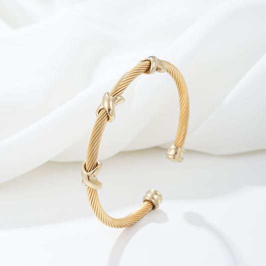 Minimalist Twisted Braided Copper Bracelet with Plated Finish Adjustable Unisex Wristband for Men and Women