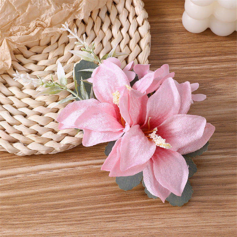 Natural Style Bowknot Duckbill Hair Clip for Children Made of Plastic Resin with Ruffled and Mesh Details for Vacation Photos Parties and Festivals