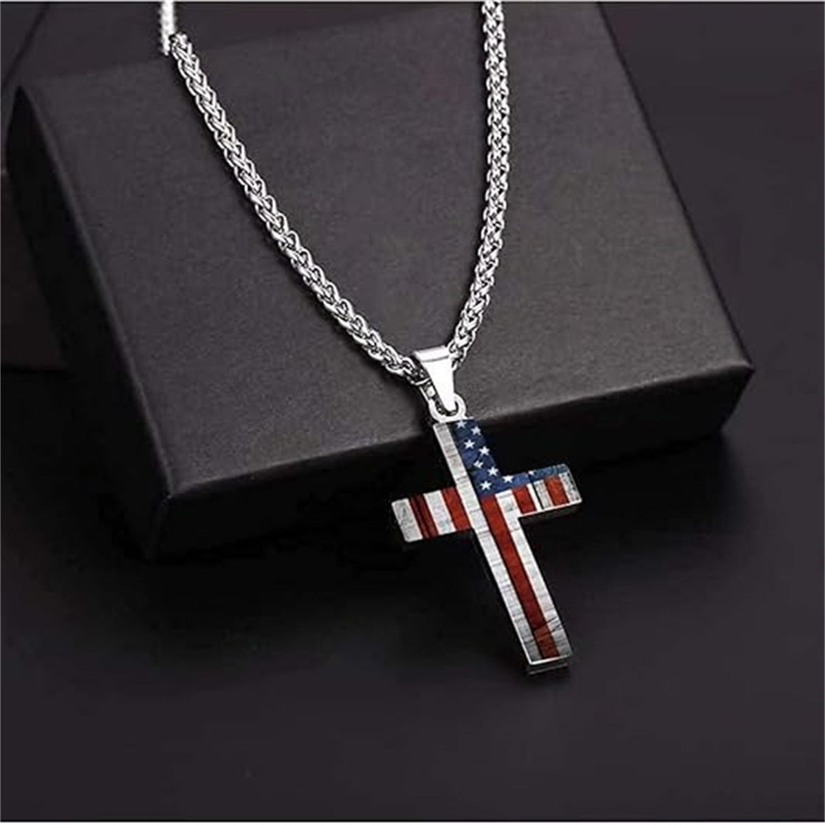 Minimalist Geometric Stainless Steel Cross Pendant Necklace with Titanium Steel Charm and Electroplated Finish for Men