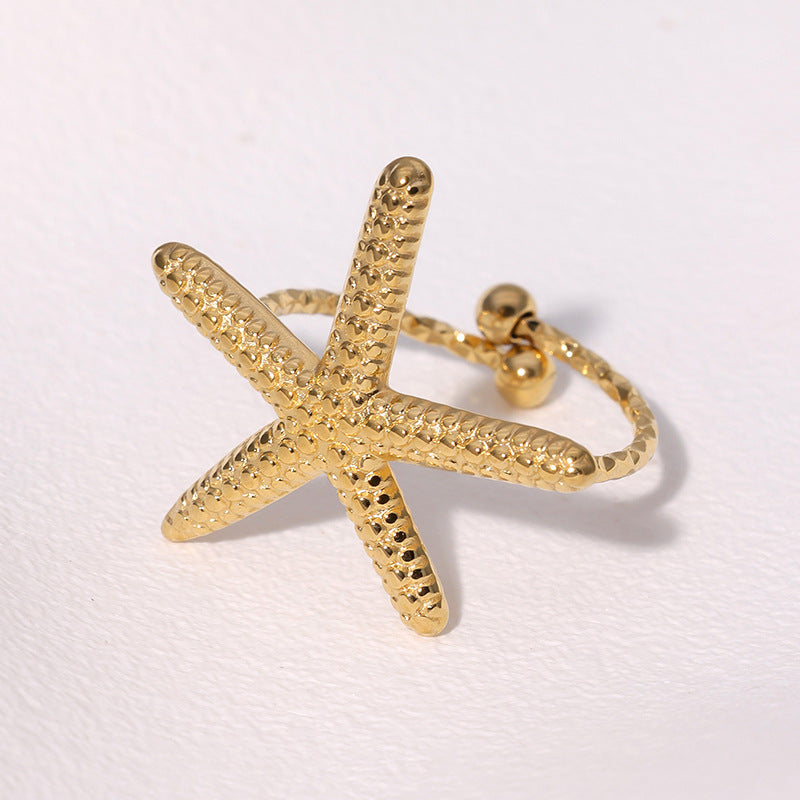 Minimalist Star-Shaped Stainless Steel Ring with Plating Finish for Women