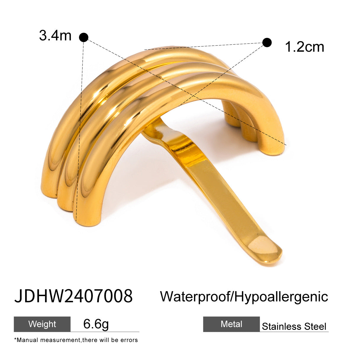 Pettine Minimalista Geometrico in Acciaio Inossidabile con Finitura Placcata per Acconciature Eleganti