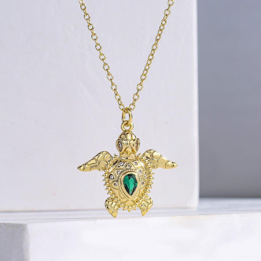 Minimalist Animal-Shaped Copper Pendant Necklace with Gold Plating and Zircon for Women