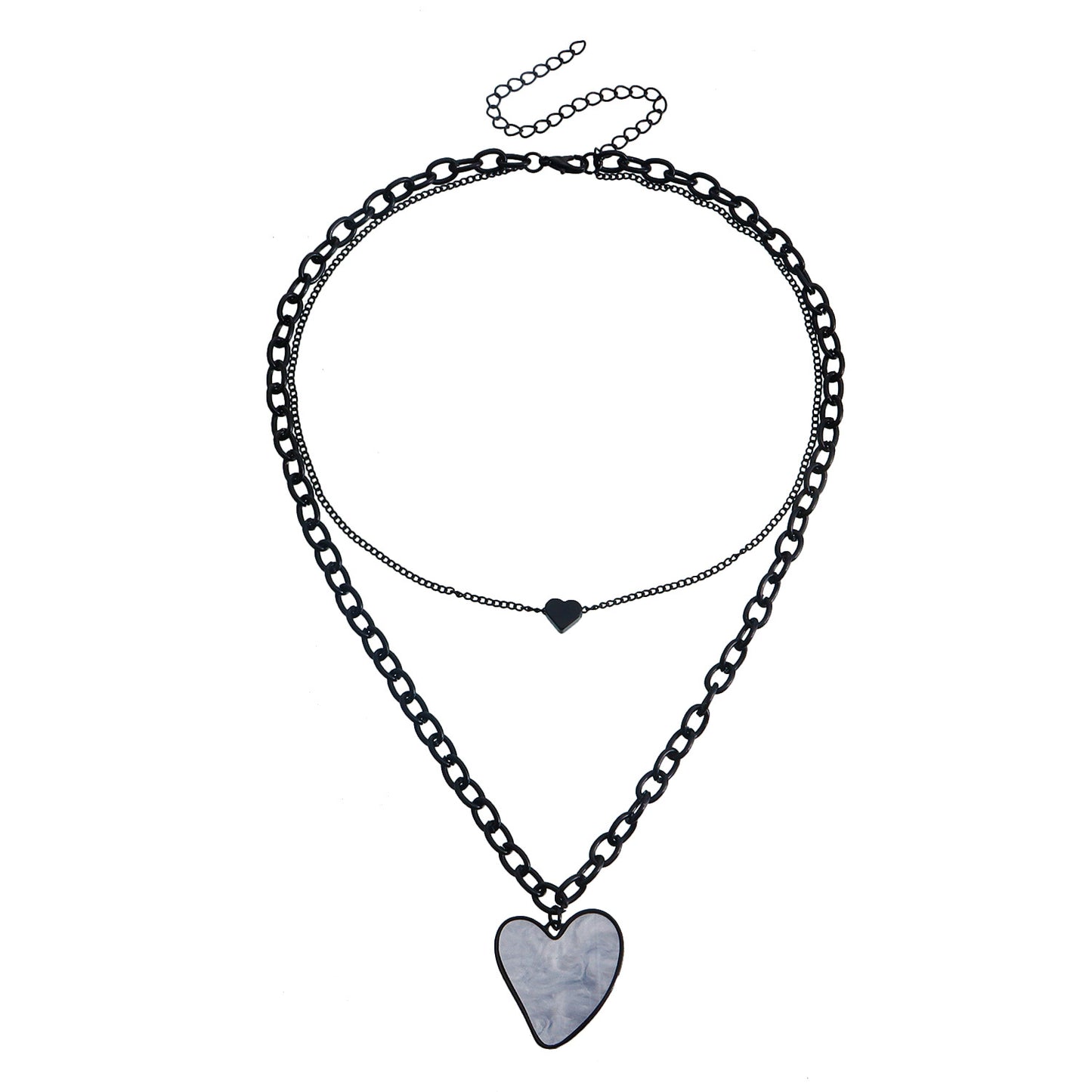 Minimalist Heart-Shaped Alloy Pendant Necklace with Plated Finish for Women Double-Layer Clavicle Chain