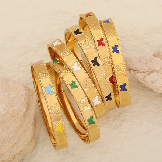 Fashion Minimalist Butterfly Bracelet in Stainless Steel with Plated Finish for Women