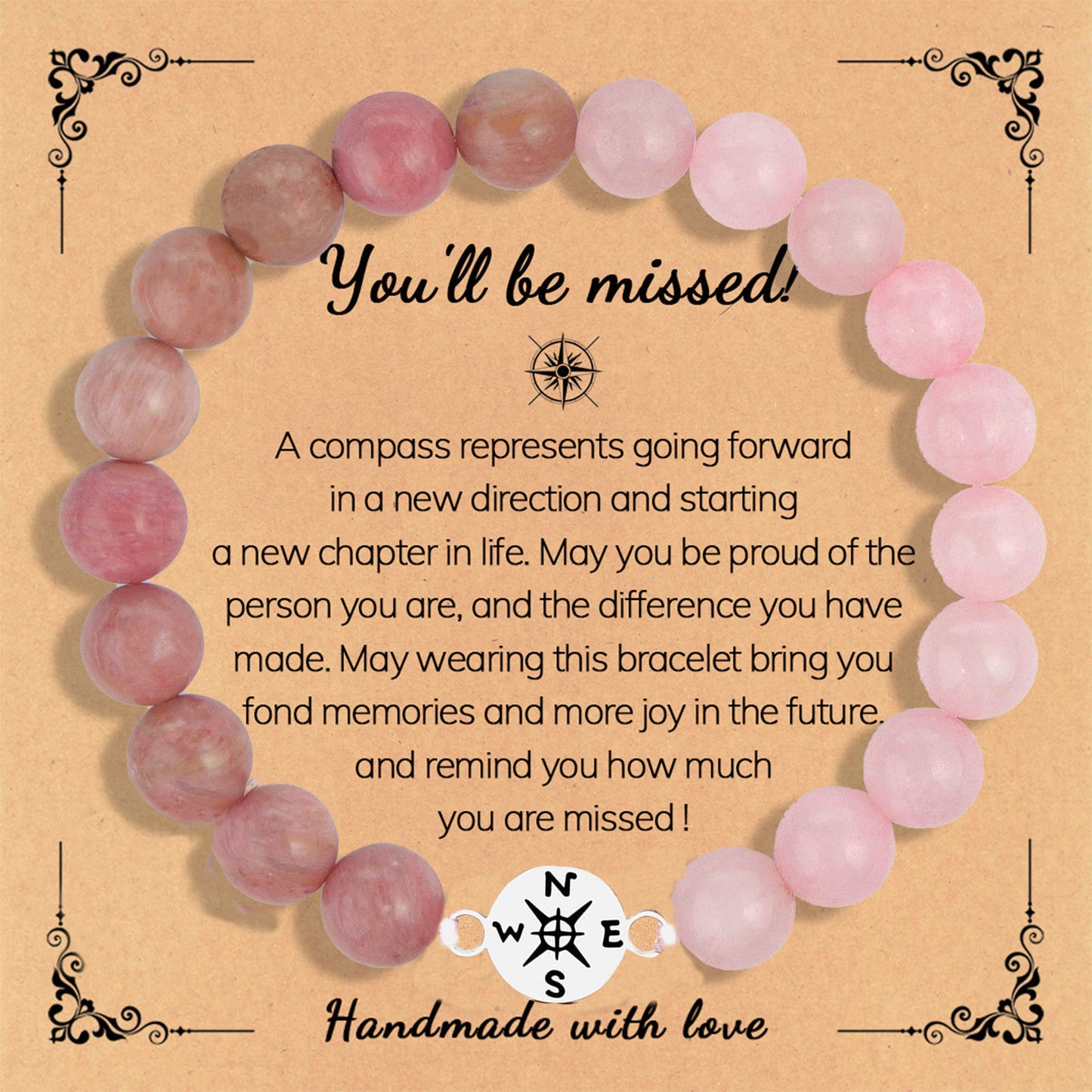 Elegant Geometric Round Rhodochrosite Turquoise Zebra Print Beaded Bracelet Unisex Fashion Gift