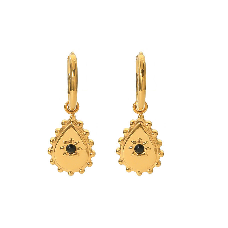 Orecchini da Donna in Acciaio Inossidabile a Goccia di Ispirazione Vintage con Placcatura in Oro 18K