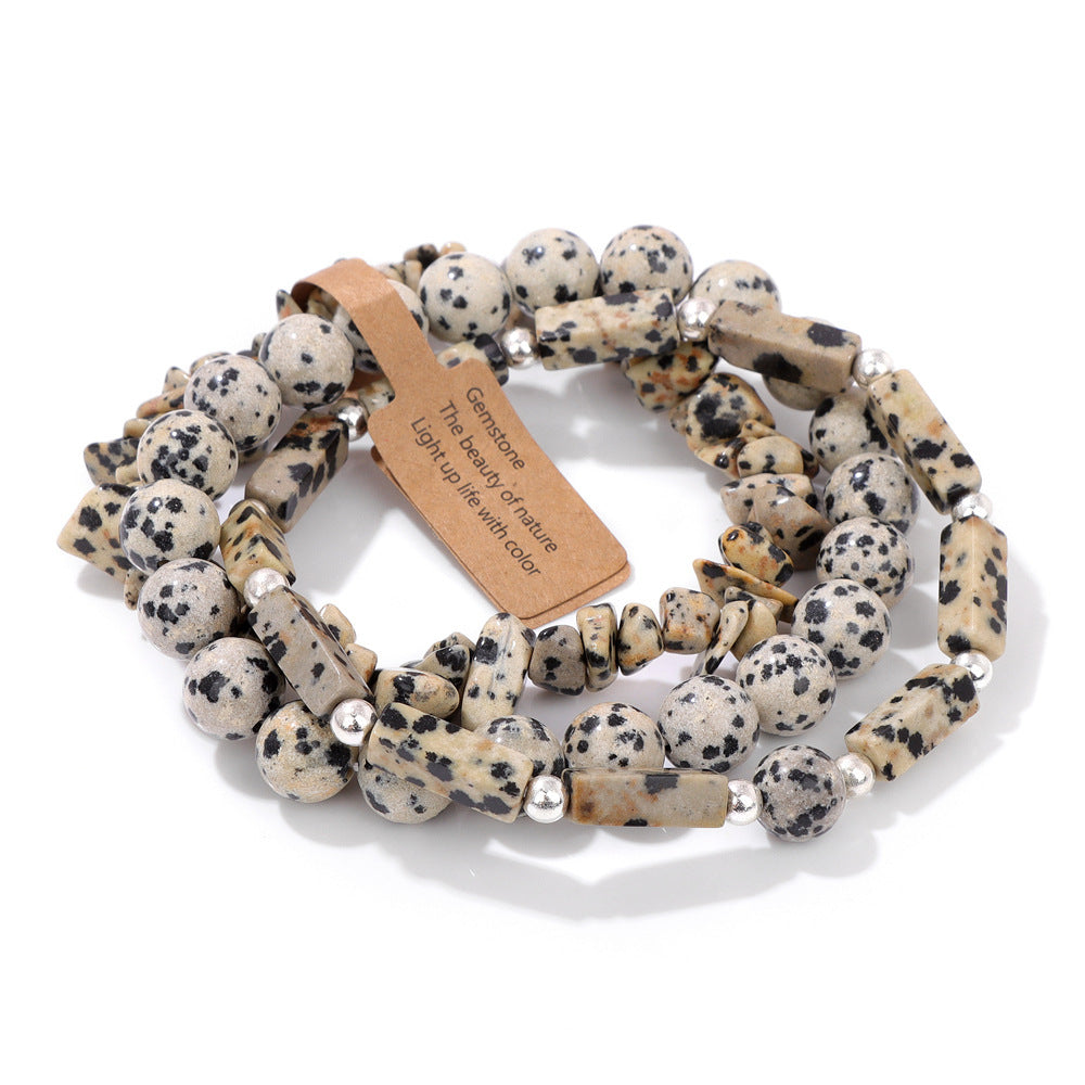 Vintage Geometric Rectangle Crystal Beaded Bracelet Set for Unisex