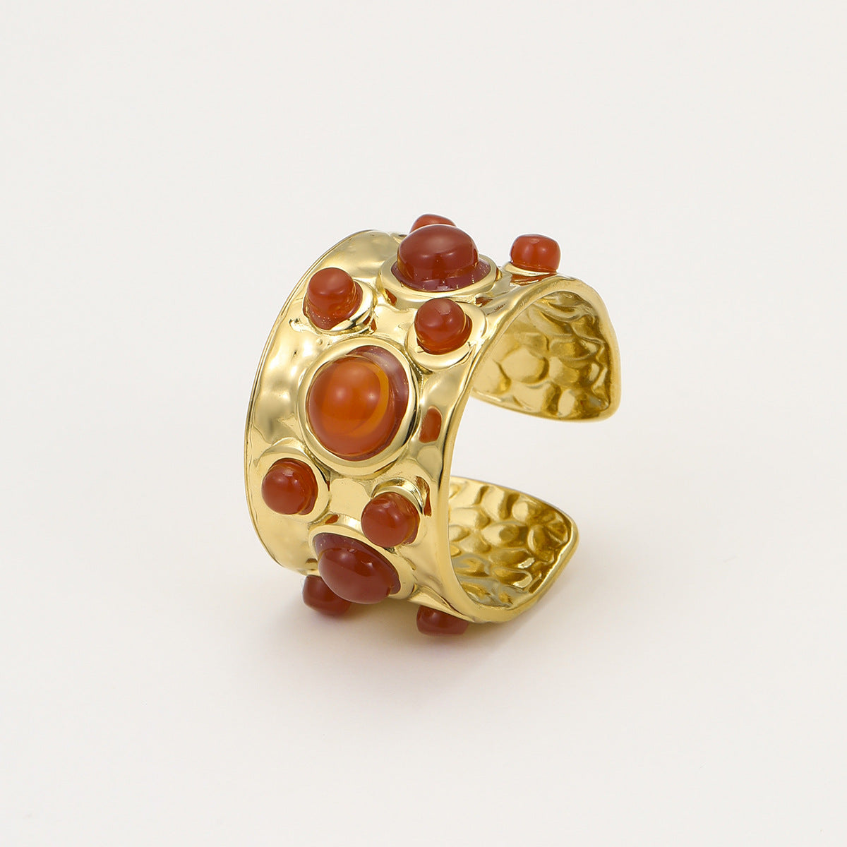 Anillo de acero inoxidable geométrico estilo palacio francés vintage con acabado chapado para mujer