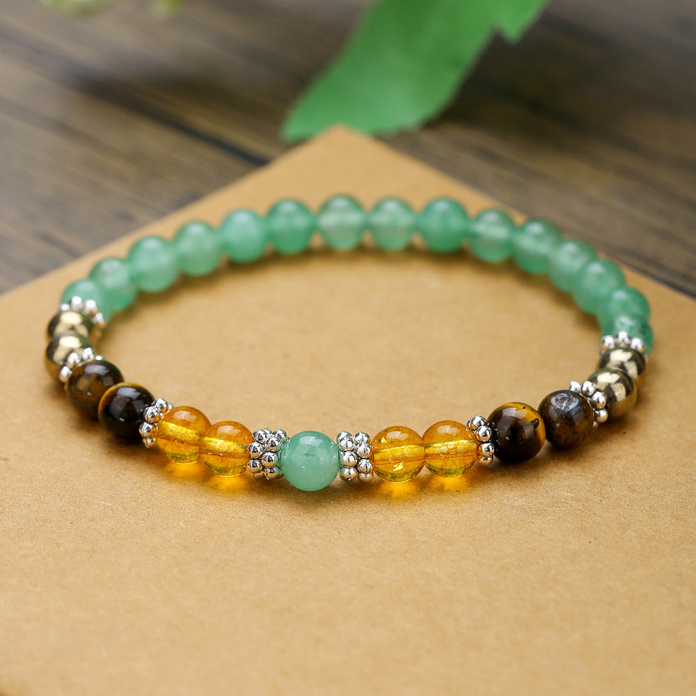 Casual Round Floral Gemstone Beaded Bracelet for Men and Women