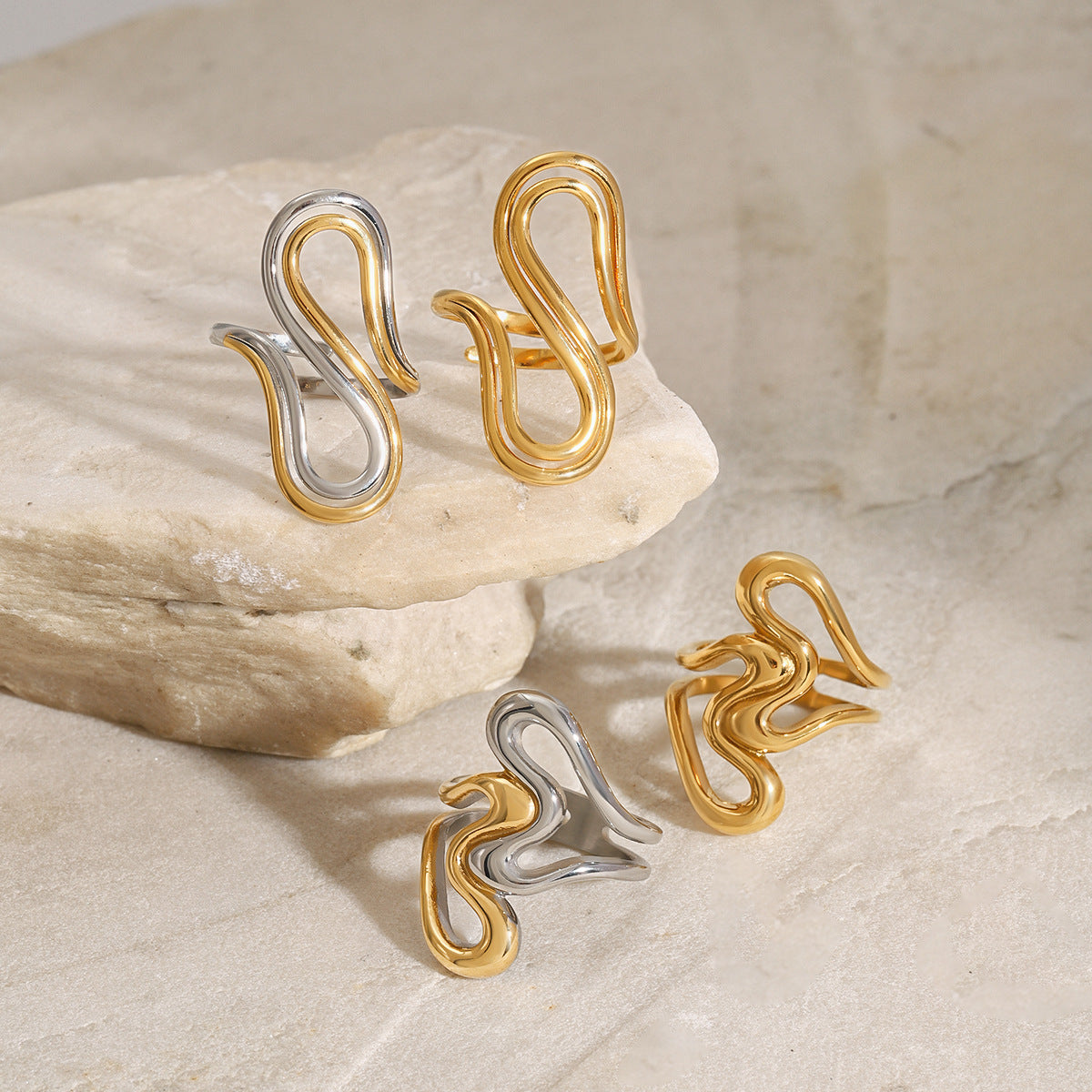 Anello da donna minimalista geometrico placcato in acciaio inossidabile