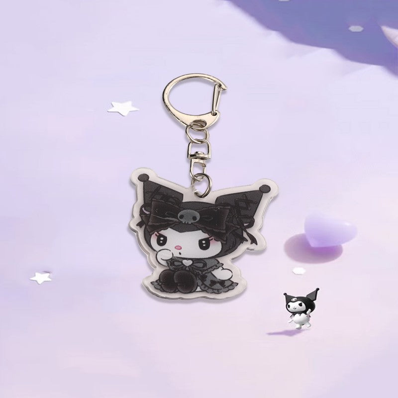 Portachiavi Carino in Acrilico con Ciondoli di Kuromi, Cinnamoroll e Kt Cat per Borse e Regali