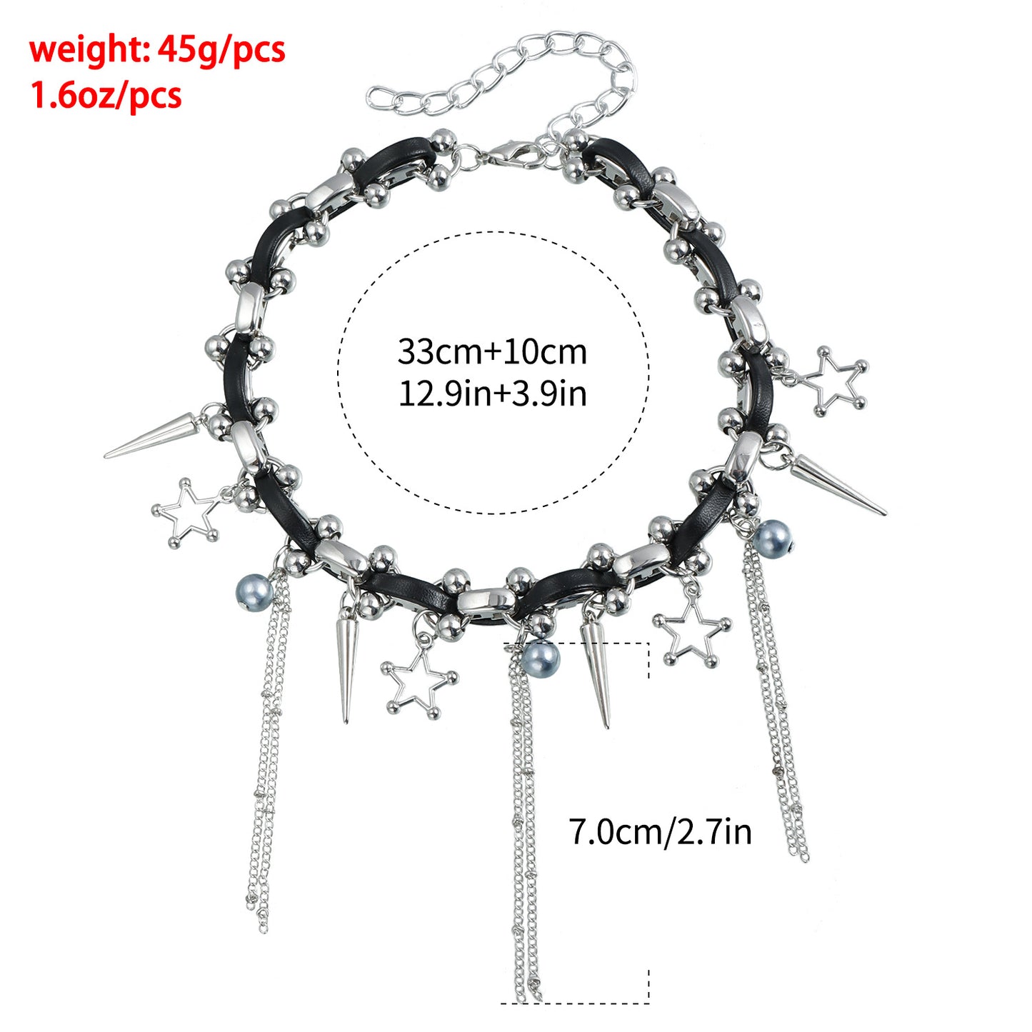 Punk Gothic Star Pendant Choker Necklace for Women with Alloy Body and Electroplated Finish