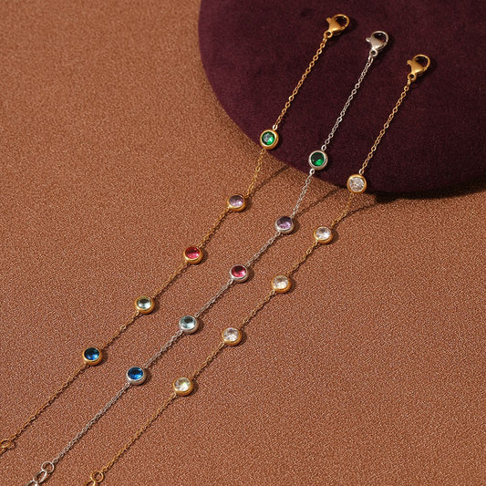 Pulsera de acero inoxidable con diseño geométrico redondo y diamantes de imitación para mujer, acabado chapado, aspecto lujoso, resistente al deslustre