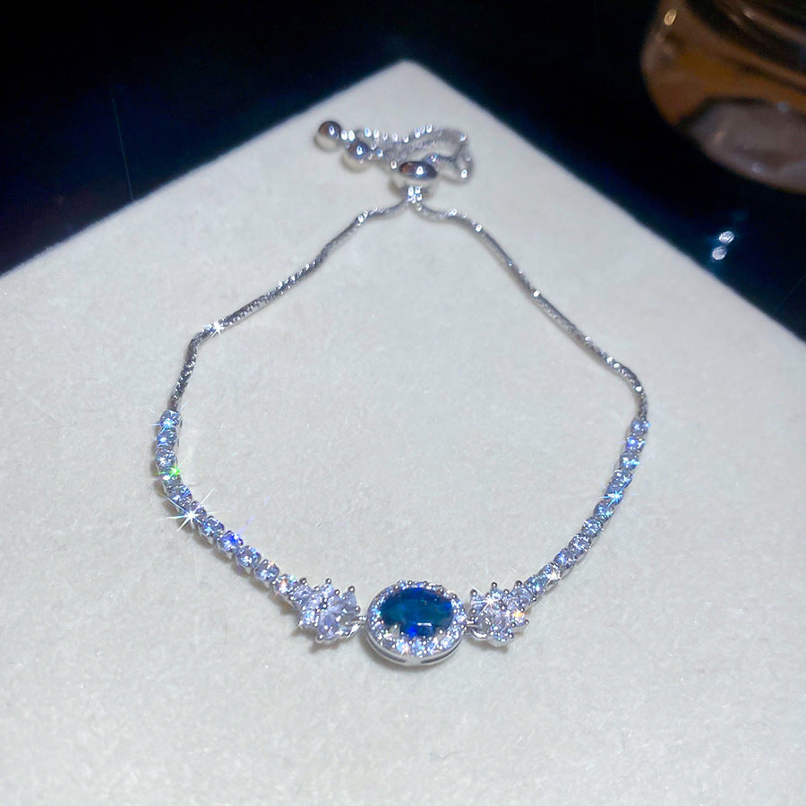 Pulsera de circonita ovalada geométrica de lujo ligero para mujer, pulsera informal minimalista de moda