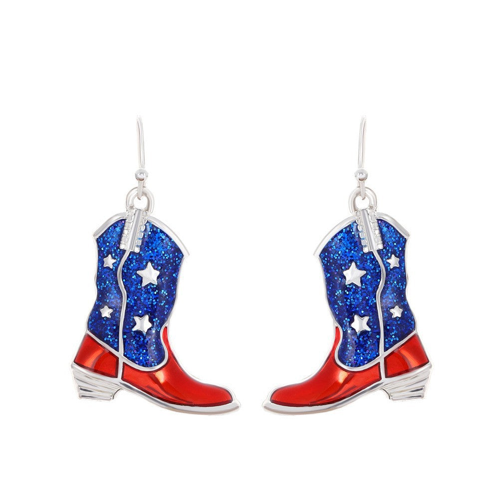 Pendientes de aleación de moda retro con esmalte y circonitas incrustadas en forma geométrica para mujer