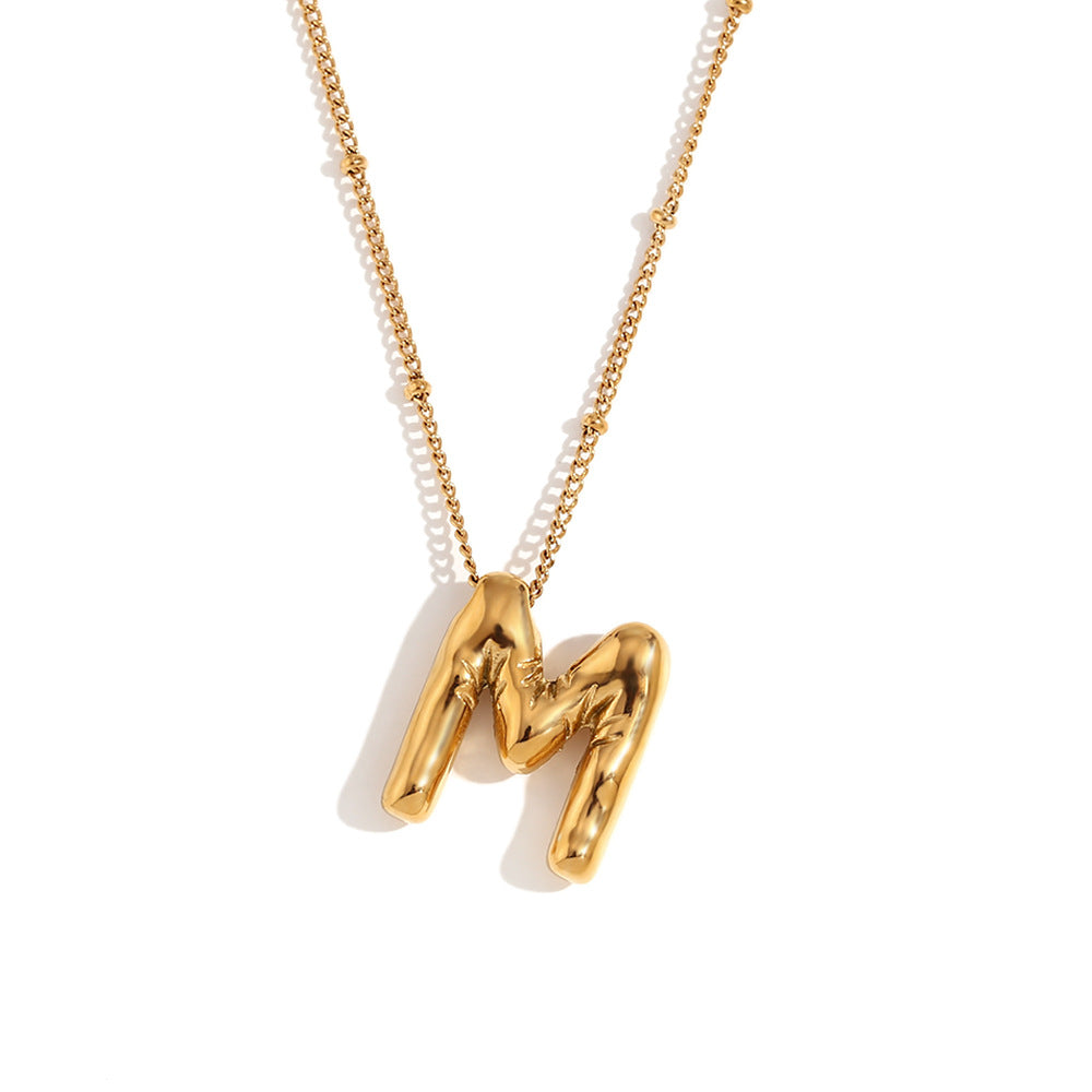 Fashionable Letter-Shaped Stainless Steel Pendant Necklace with 18K Gold Plating for Women