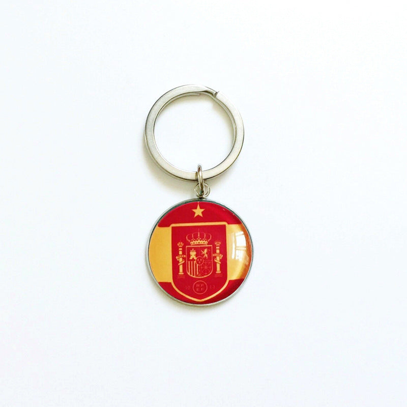 Sporty Round Stainless Steel Keychain National Football Team Souvenir Gift