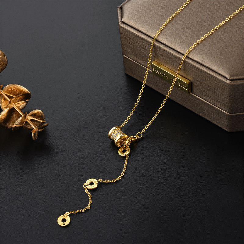 Minimalist Roman Numeral Waist-Shaped Titanium Steel Necklace with Plated Finish for Women