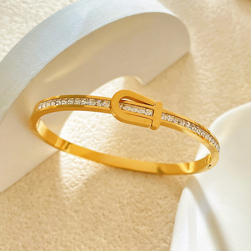 Luxury Minimalist Titanium Steel Plated Bracelet with Starry Sky Pattern