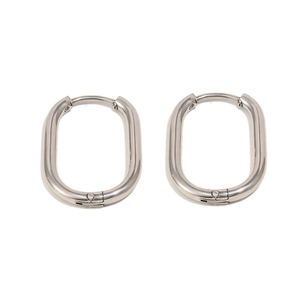 Minimalist 18K Gold Plated Stainless Steel Geometric U-Shaped Hoop Earrings for Women