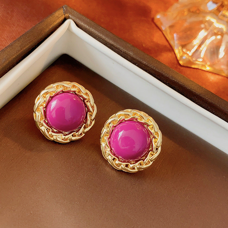 Vintage Geometric Earrings with Gold-Plated Copper Base and Stainless Steel Posts for Women
