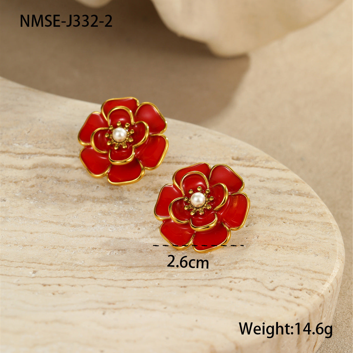 Collar de Acero Inoxidable con Baño de Oro de 18K con Flor de Esmalte en Forma de Camelia Estilo OL de Moda para Mujer