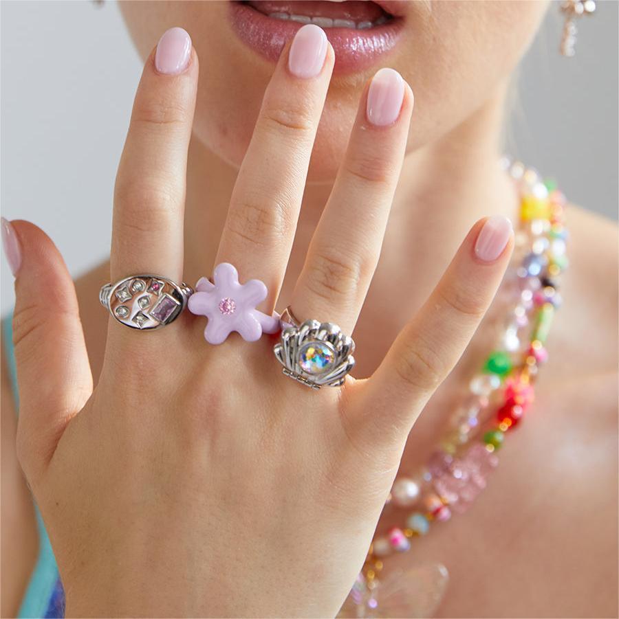 Cute Geometric Galaxy Star Map Ring with Zircon Stars and Moon, Gold-Plated Copper Ring for Women